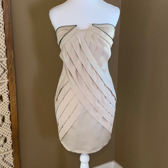Nikibiki Champagne Strapless Dress with Zipper Detail - Size S - Picture 1 of 16